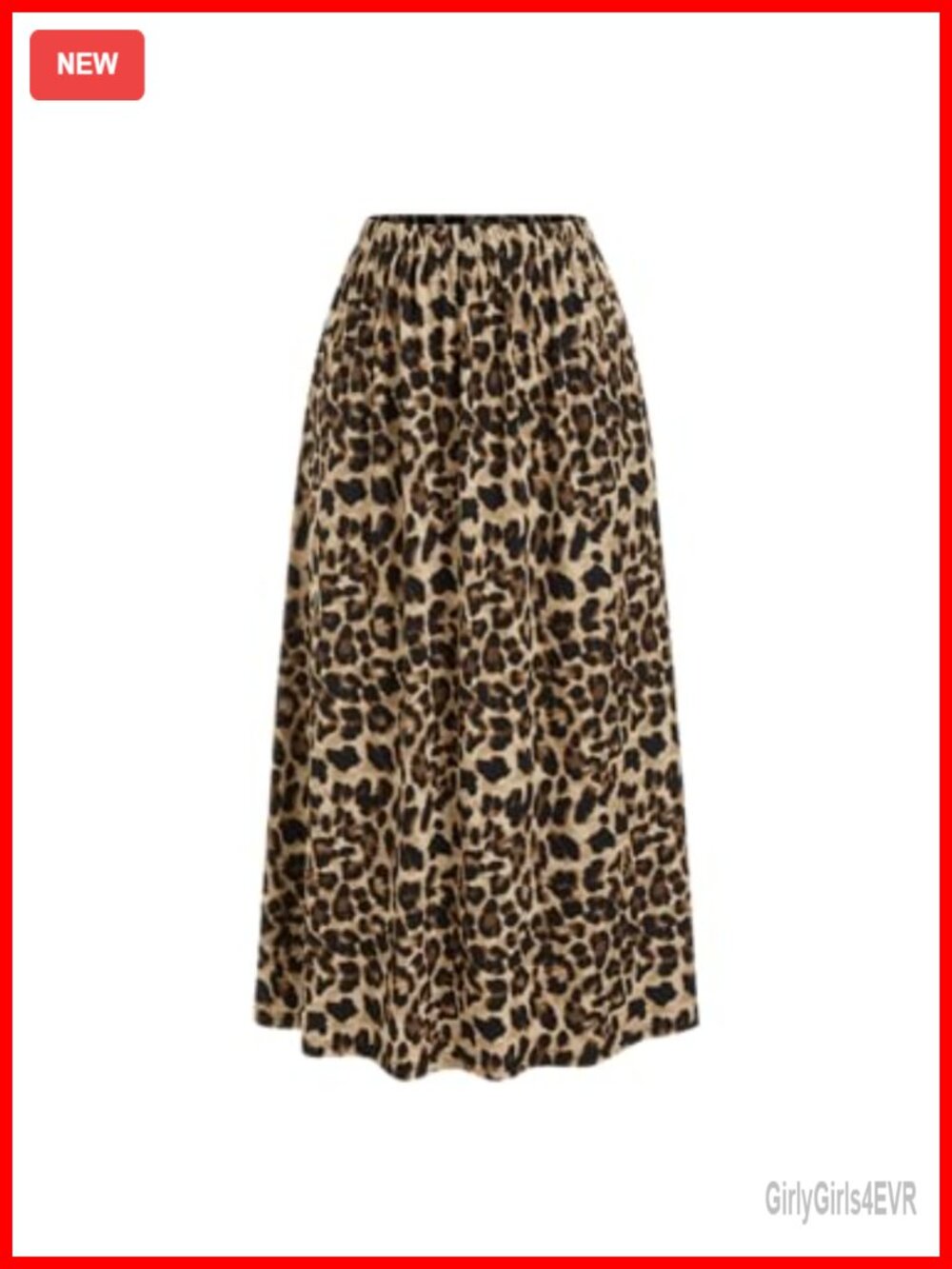 Leopard Print Maxi Skirt Elastic Waist Lightweight Viscose Blend